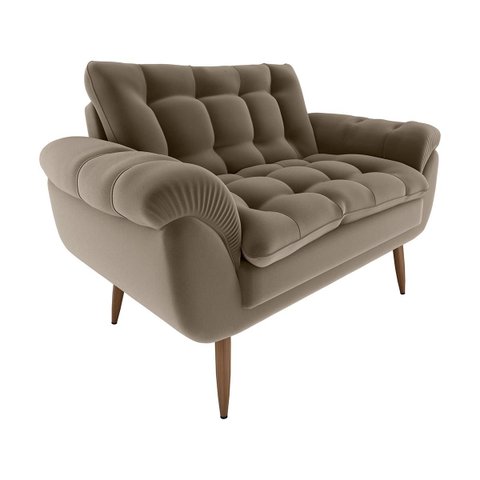 Poltrona Decorativa Xangai 2 Lugares Veludo Marrom Claro - Matrix