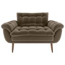 Ver imagem 2 de Poltrona Decorativa Xangai 2 Lugares Veludo Marrom Claro - Matrix