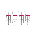 Ver imagem 1 de Kit 4 Banquetas Alta Prata Cozinha Gourmet Americana Balcão:rosa