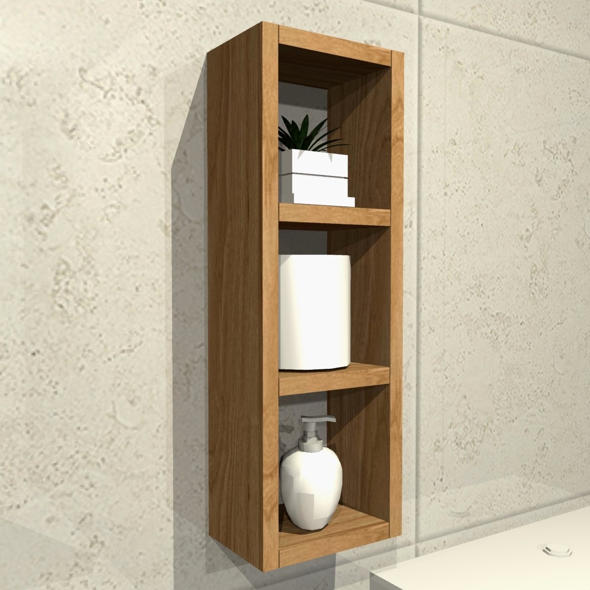 Nicho Decorativo Minimalista em Mdf Banheiro com Amadeirado - 3