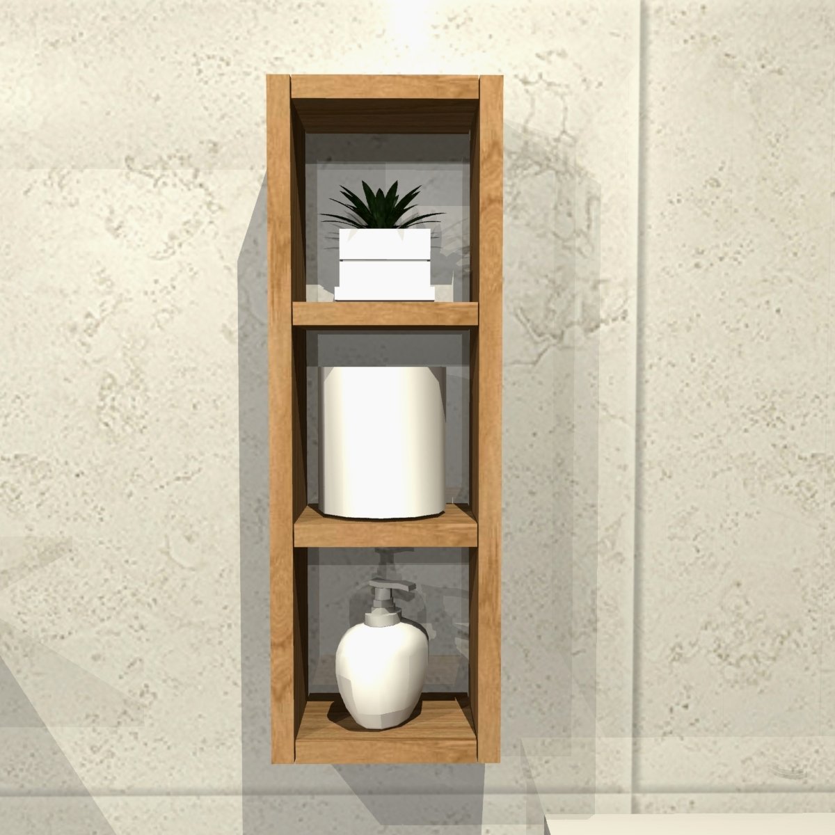 Nicho Decorativo Minimalista em Mdf Banheiro com Amadeirado - 2