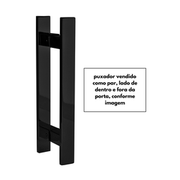 Puxador para Porta Barra Chata Aço Inoxidavel 30cm Preto - 8