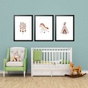 Ver imagem 1 de Kit 3 Quadros Grandes Quarto Infantil Indígena 60x48cm:moldura Branca