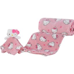 Manta com Naninha Coral Fleece Turma da Hello Kitty 75x100cm Hello Kitty Pink - 1
