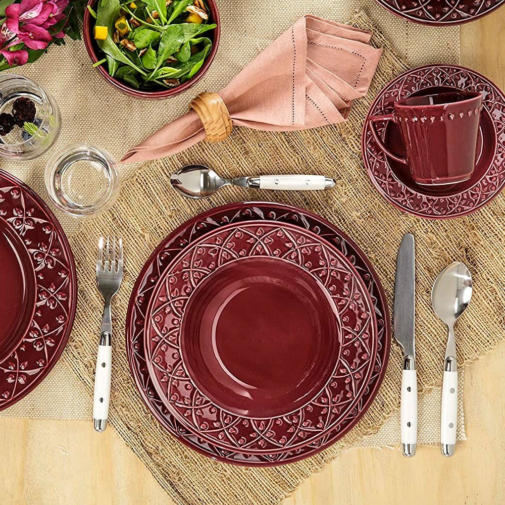 Pratos de Sobremesa 20cm com Relevo Mendi Corvina 6 Peças Oxford Porcelanas - 2
