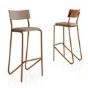 Ver imagem 7 de Conjunto Mesa Alta Bistrô 109,5cm MDP + 2 Banquetas Altas Fr Cor:Freijó com Rosê e Areia