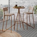 Ver imagem 3 de Conjunto Mesa Alta Bistrô 109,5cm Mdp + 2 Banquetas Altas Fr Cor:freijó com Rosê e Areia