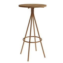 Conjunto Mesa Alta Bistrô 109,5cm Mdp + 2 Banquetas Altas Fr Cor:freijó com Rosê e Areia - 5 Conjunto Mesa Alta Bistrô 109,5cm Mdp + 2 Banquetas Altas Fr Cor:freijó com Rosê e Areia - 5