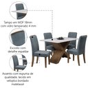 Ver imagem 5 de Conjunto de Mesa Sala de Jantar Tampo com Vidro Grécia 4 Cadeiras Off White / Cinza / Cedro 1,36m
