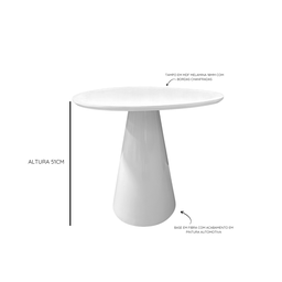 Mesa Lateral Cone Organica 51cm Branca - 2