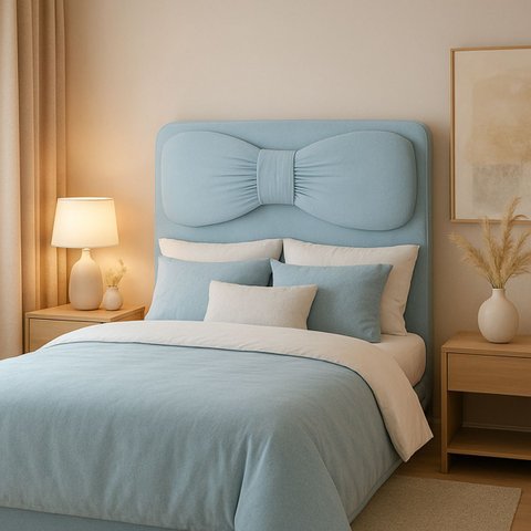 Cabeceira de Cama Box Estofada 120 Cm Viúva Decoração Laço Boucle