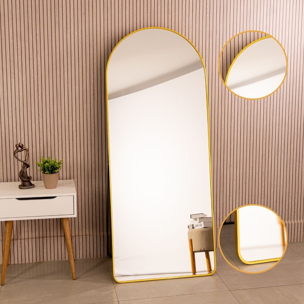 Espelho Grande Oval com Base Reta Corpo Inteiro 150 X 60 Cm com Suporte de Chão - 3