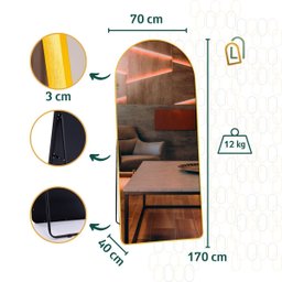 Espelho Grande Oval com Base Reta Corpo Inteiro 150 X 60 Cm com Suporte de Chão - 7