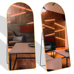 Espelho Grande Oval com Base Reta Corpo Inteiro 150 X 60 Cm com Suporte de Chão - 1