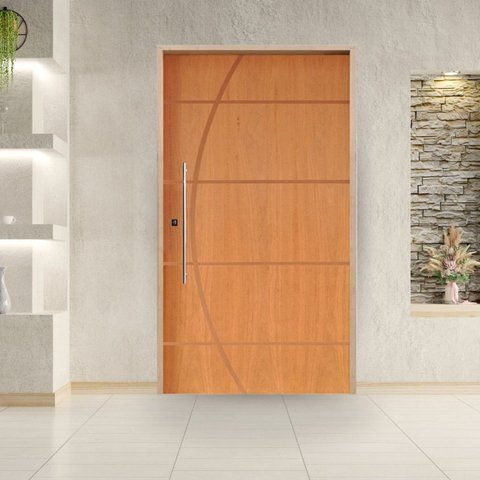 Porta Pivotante Belíssima 5 Batente 14 Puxador Tubo 60cm 110 x 210 Abertura Esquerda Marrom Rodam