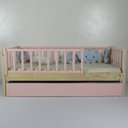 Ver imagem 1 de Bicama Infantil Solteirão Base Colorida Madeira Maciça Pinus Grade Vertical