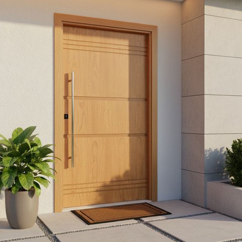 Porta Pivotante Belíssima 7 Padrão Batente 14 Puxador Tubo 60cm 120 X 210  Abertura Direita