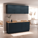 Ver imagem 1 de Cozinha Compacta Modulada 6 Portas 3 Gavetas 100% MDF 2 Tampos Sevilha Azul/Órion