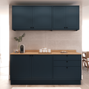 Ver imagem 2 de Cozinha Compacta Modulada 6 Portas 3 Gavetas 100% MDF 2 Tampos Sevilha Azul/Órion