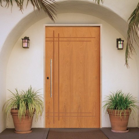 Porta Pivotante Belíssima 9 Padrão Batente 14 Puxador Tubo 60cm 110 x 210 Abertura Direita Marrom Rodam