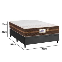 Cama Box Baú Casal Colchão Molas Flora Gazin + Box Sintético 52x138x188 Marrom - 7