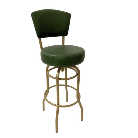 Banqueta Altura 65cm Bar Giratória com Encosto Cor Dourado Fosco Assento Grosso Confortável Verde