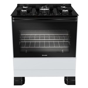 Fogão Mueller 5 Bocas Branco com Mesa de Vidro e Tripla Chama Mfv5bf