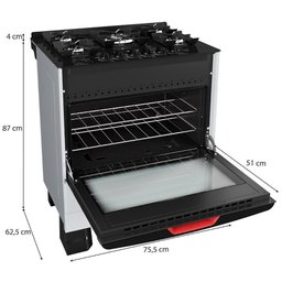 Fogão Mueller 5 Bocas Branco com Mesa de Vidro e Tripla Chama Mfv5bf - 9