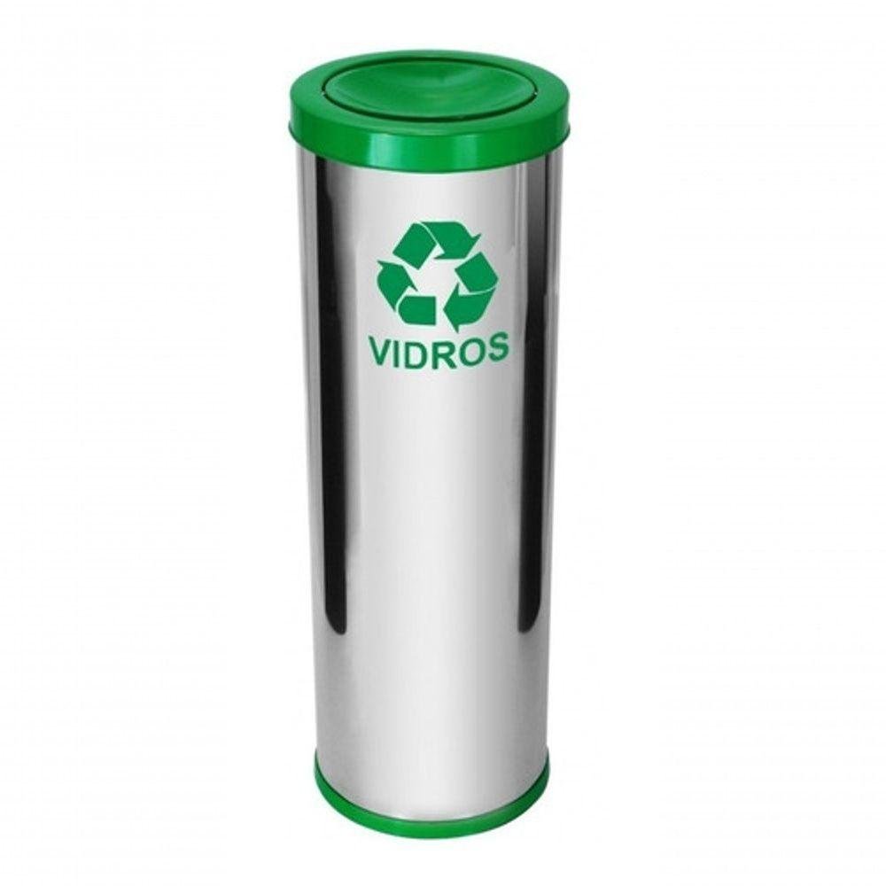 Lixeira em Aço Inox com Tampa Meia Esfera Pintada 30 Litros - 1