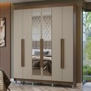 Ver imagem 1 de Guarda-Roupa Casal com Pés 6 Portas Batentes com Espelho Netuno Madesa
