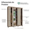 Guarda-Roupa Casal com Pés 6 Portas Batentes com Espelho Netuno Madesa - 6