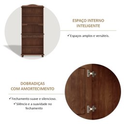 Cristaleira Rústica 100% Madeira Maciça 4 Portas para sala de Jantar Linha Rubi - 13