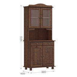Cristaleira Rústica em Madeira Maciça 2+2 Portas para sala de Jantar Linha Rubi - 4
