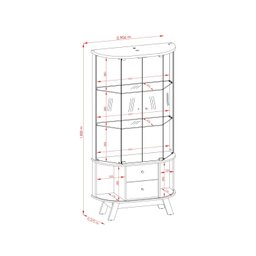 Cristaleira para Sala de Jantar 4 Portas Vidro e Curva com Espelho Led 2 Gavetas Moss - 6