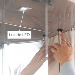 Cristaleira para Sala de Jantar 4 Portas Vidro e Curva com Espelho Led 2 Gavetas Moss - 14