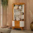 Ver imagem 2 de Cristaleira para Sala de Jantar 4 Portas Vidro Curvo com Espelho Led 2 Gavetas Moss