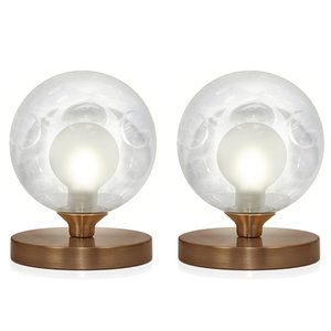 Kit 2 Luminárias de mesa Globo Harmony NewCobre Base Redonda