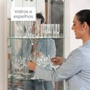 Ver mais imagens de Cristaleira para Sala de Jantar 2 Portas Vidro com Espelho LED 2 Gavetas Moss Marrom
