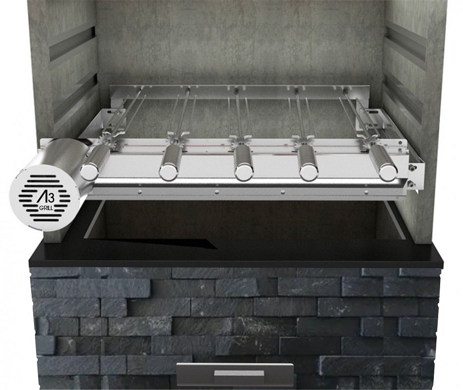 A3 Grill Ajustável - Motor Giratório para 5 Espetos + Espeto Grelha AJUSTAVEL + GC - 2