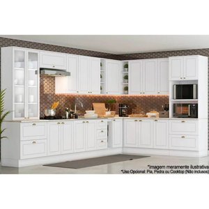 Cozinha Completa Americana 19 Peças (6 Armários + 2 Paneleiros + 6 Balcões + 5 Complementos)