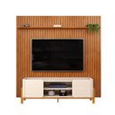 Ver imagem 3 de Rack Tampo Bandeja Curvo Cher com Painel Ripado para Tv até 75 Polegadas 300,5cmx223cm Pés em Madeira Maciça Trento