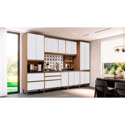 Paneleiro Duplo Torre Quente 100% MDF 2 Portas 2 Gavetas 70x53 cm Vitória Carvalho/Branco Polar - Mó - 3