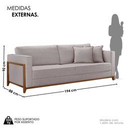 Sofá 3 Lugares Paris Linho 1,94M - 4
