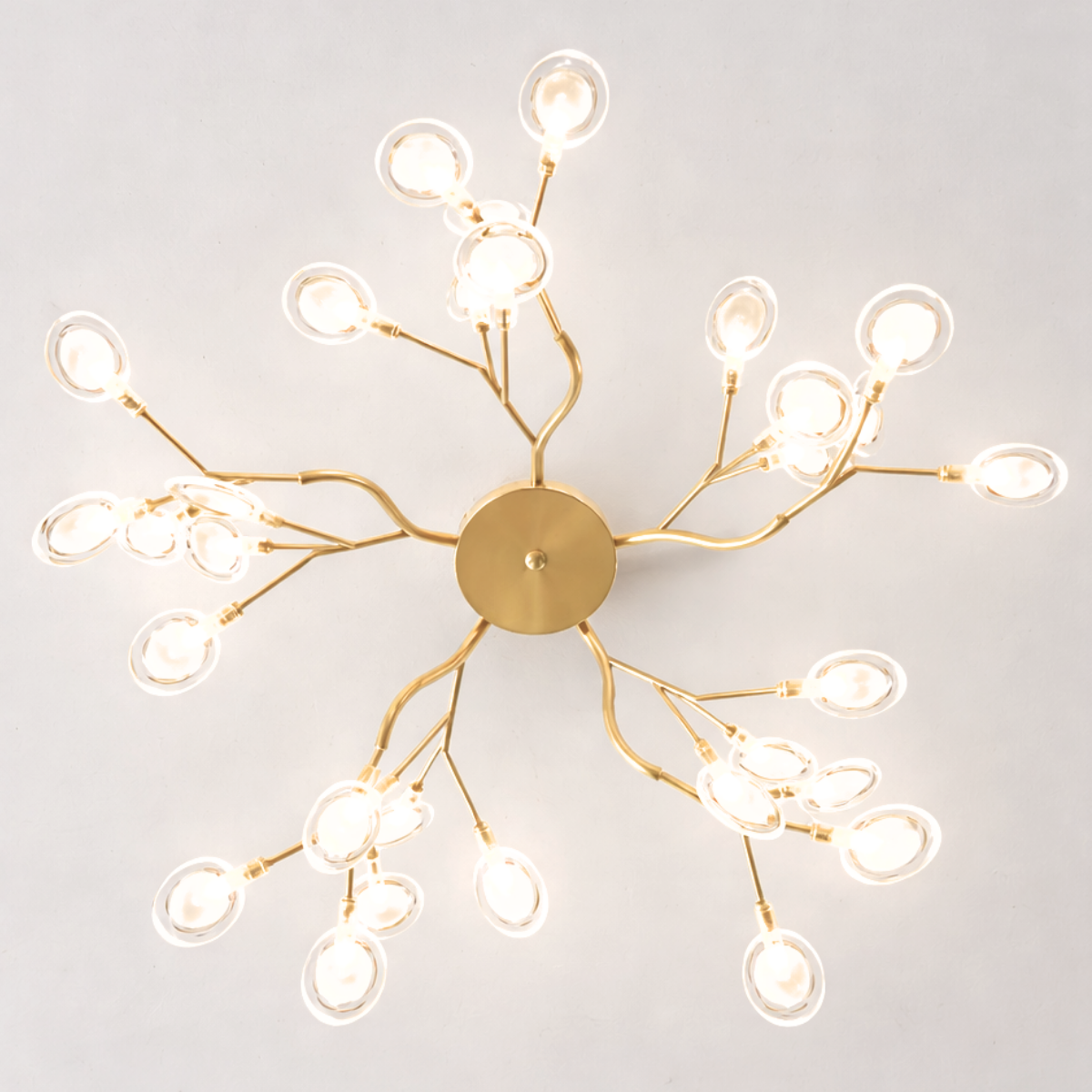 Ver mais imagens de Lustre Teto 75cm Ramos de Árvore 30 Leds Luminária Metal Dourado Gimpo Ra-30-gold-lolli