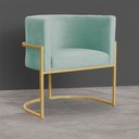 Ver imagem 3 de Kit 2 Poltronas Decorativa Sala de Estar Luana Base Gold Veludo Acqua - Montanaris Decor Md Montanar