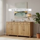 Ver imagem 5 de Buffet Aparador Rústico 100% Madeira Maciça 4 Portas 4 Gavetas Linha Rubi