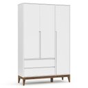 Ver imagem 2 de Cômoda com Porta e Guarda Roupa Nature Clean 3 Portas Branco Acetinado Eco Wood - Matic