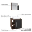 Ver imagem 4 de Conjunto Balcão C-cuba Q32 e Espelheira Soft 500 Nogal C-branco Chess Nogal C-preto Ônix