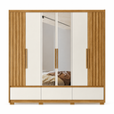 Ver imagem 2 de Guarda Roupa Amazonas 240cm 6 Portas Freijó Off White com Espelho Moval