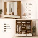 Ver imagem 3 de Guarda Roupa Amazonas 240cm 6 Portas Freijó Off White com Espelho Moval